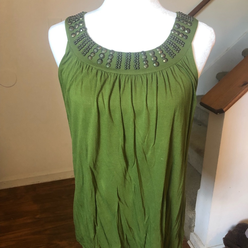 New Apt. 9 Medium Olive Green Sleeveless Tank with Copper Studs